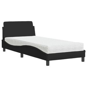 vidaXL Bed met matras "Dover" stof zwart 90x190 cm