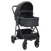 vidaXL Kinderwagen 2-in-1 staal antracietkleurig en zwart