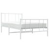 vidaXL Bedframe met hoofd- en voeteneinde metaal wit 107x203 cm