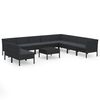 vidaXL 11-delige Loungeset met kussens poly rattan zwart