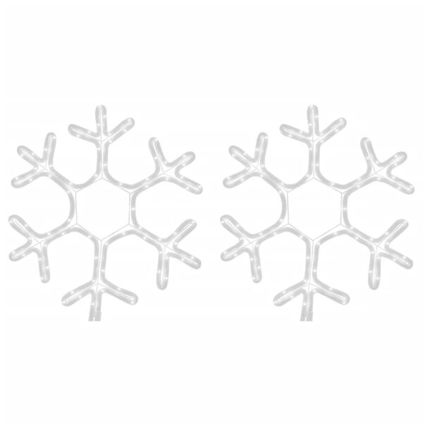 vidaXL Kerstfiguur sneeuwvlok met LED's 2 st 38x37 cm warmwit