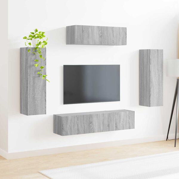 vidaXL TV-kast 5 pcs Grijs Sonoma