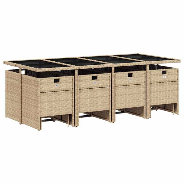vidaXL 13-delige Tuinset met kussens poly rattan beige