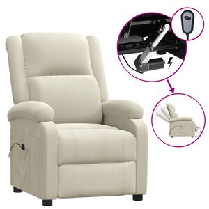 vidaXL Fauteuil verstelbaar elektrisch stof cr&egrave;mekleurig