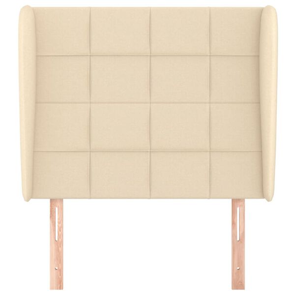 vidaXL Hoofdbord met randen 83x23x118/128 cm stof crèmekleurig
