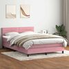 vidaXL Boxspring met matras en LED fluweel roze 160x220 cm