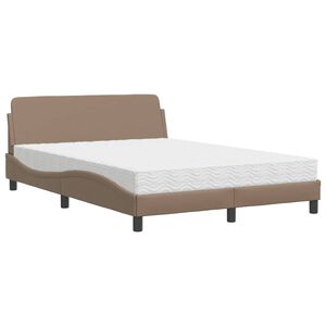 vidaXL Bed met matras "Dover" kunstleer cappuccinokleurig 120x200 cm