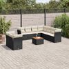 vidaXL 10-delige Loungeset met kussens poly rattan zwart