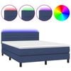 vidaXL Boxspring met matras en LED stof blauw 140x190 cm