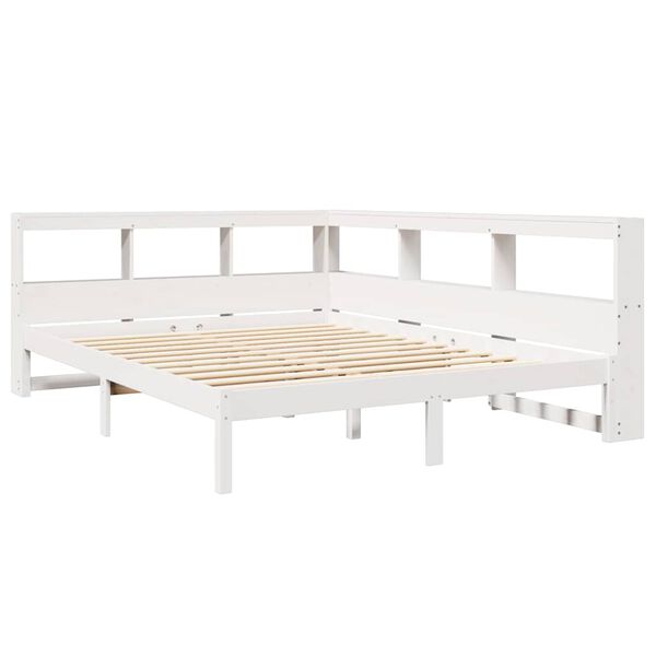 vidaXL Bed met boekenkast zonder matras grenenhout wit 160x200 cm