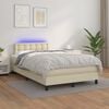 vidaXL Boxspring met matras en LED kunstleer cr&egrave;mekleurig 120x200 cm