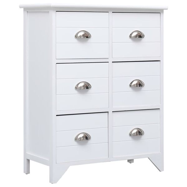vidaXL Bijzetkast met 6 lades 60x30x75 cm paulowniahout wit