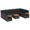 vidaXL 10-delige Loungeset met kussens poly rattan zwart