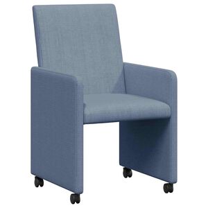vidaXL Eetkamerstoelen met Wieltjes 2 st Katoenen stof Blauw