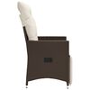 vidaXL Tuinstoelen 2 st verstelbaar met kussens poly rattan bruin
