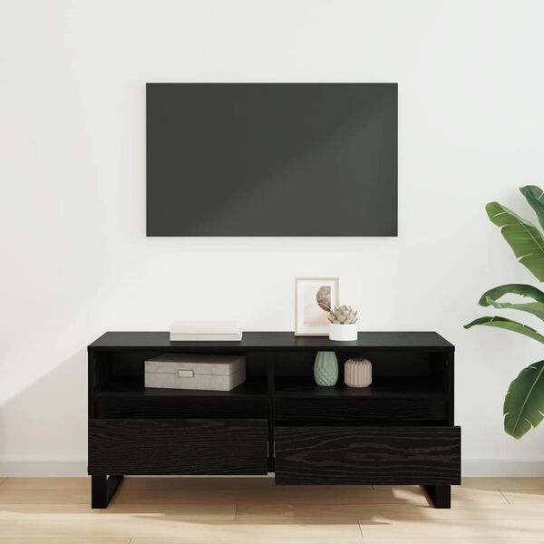 vidaXL TV-kast met lade Zwart Eiken 100 x 34,5 x 44,5 cm