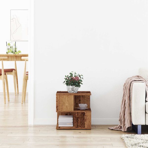 vidaXL Bijzettafel met plank Oud Hout 30 x 30 x 55 cm Bewerkt hout