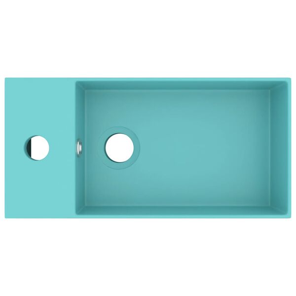 vidaXL Wastafel met overloop keramiek lichtgroen