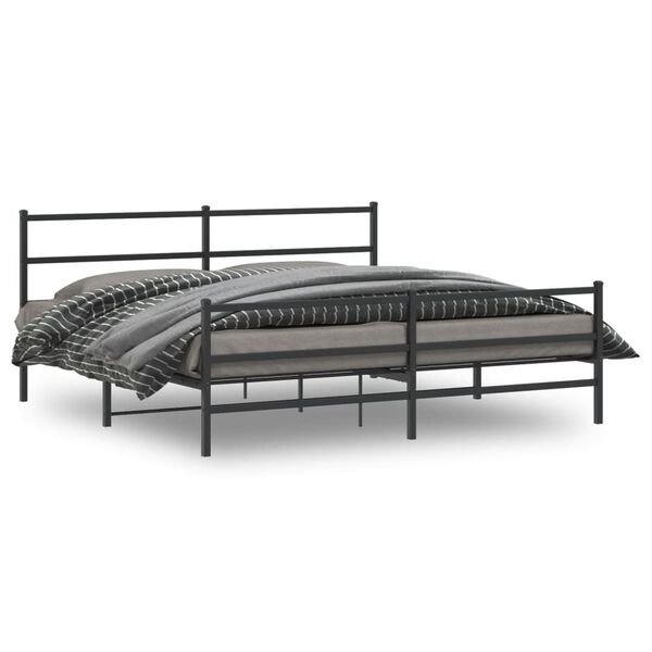 vidaXL Bedframe met hoofd- en voeteneinde metaal zwart 183x213 cm