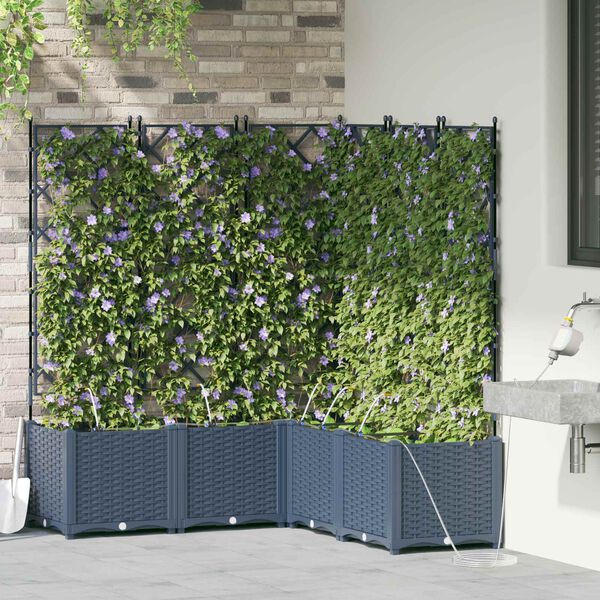 vidaXL Tuin Bloempot 2 pcs Grijs 80 x 40 x 125,5 cm Staal