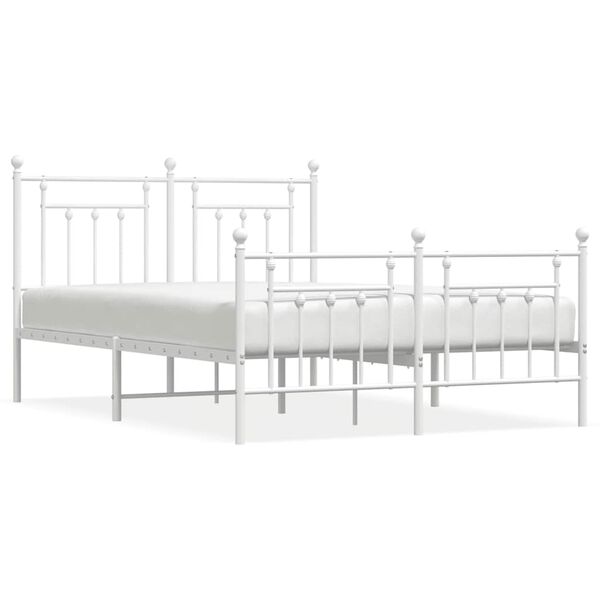 vidaXL Bedframe met hoofd- en voeteneinde metaal wit 140x200 cm