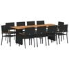 vidaXL Tuin eettafelset 11 st Zwart poly rattan