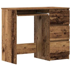 vidaXL Bureau 90x45x76 cm bewerkt hout oud houtkleurig