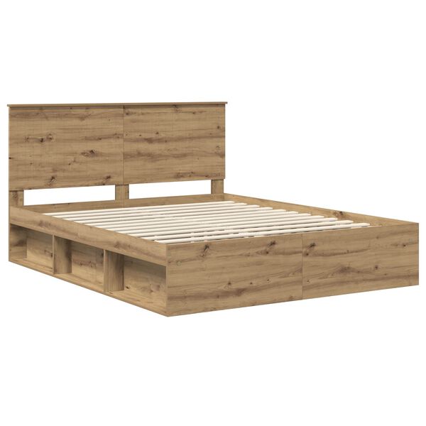 vidaXL Bedframe Ambachtelijk eiken 160 x 200 cm Massief grenenhout