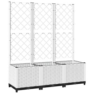 vidaXL Plantenbak met latwerk 120x40x136 cm polypropeen wit