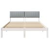 vidaXL Bedframe Wit en lichtgrijs 135 x 190 cm Massief grenenhout