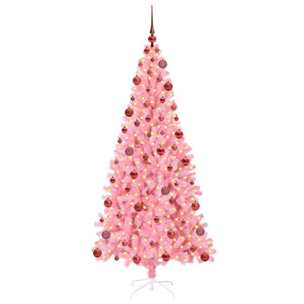 vidaXL Kerstboom met 300 LED met standaard Roze 180 cm PVC