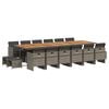 vidaXL 17-delige Tuinset met kussens poly rattan grijs