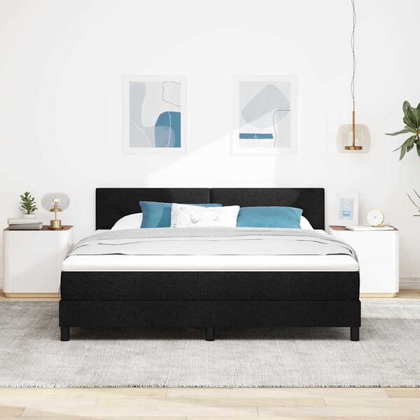 vidaXL Boxspring bed met matras met LED Zwart 180 x 200 cm Stof