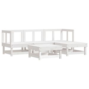 vidaXL 5-delige Loungeset massief grenenhout wit
