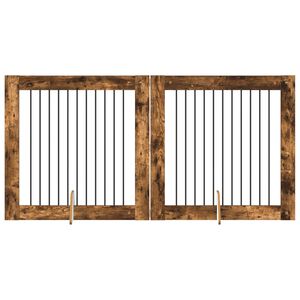 vidaXL Hondenhekje met standaards 2 pcs Gerookt eiken 100 x 100 cm