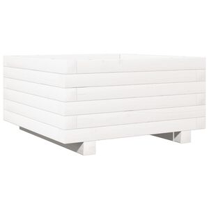 vidaXL Plantenbak 50x50x26,5 cm massief grenenhout wit
