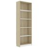 vidaXL Boekenkast met 5 schappen 60x24x175cm bewerkt hout wit en eiken