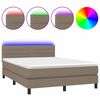 vidaXL Boxspring met matras en LED stof taupe 140x190 cm