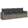 vidaXL 4-delige Loungeset met kussens poly rattan grijs