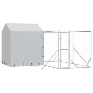vidaXL Hondenkennel met dak 4x4x2,5 m gegalvaniseerd staal zilver