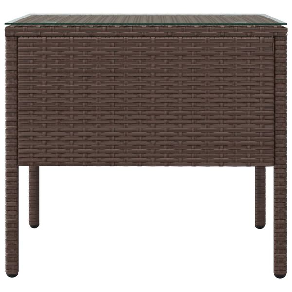 vidaXL Bijzettafel 53x37x48 cm poly rattan en gehard glas bruin