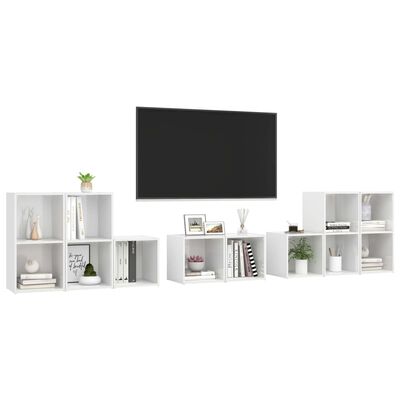 vidaXL 8-delige Tv-meubelset spaanplaat hoogglans wit