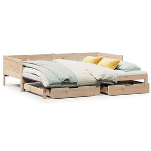 vidaXL Slaapbank met onderschuifbed en lades zonder matras 80x200 cm