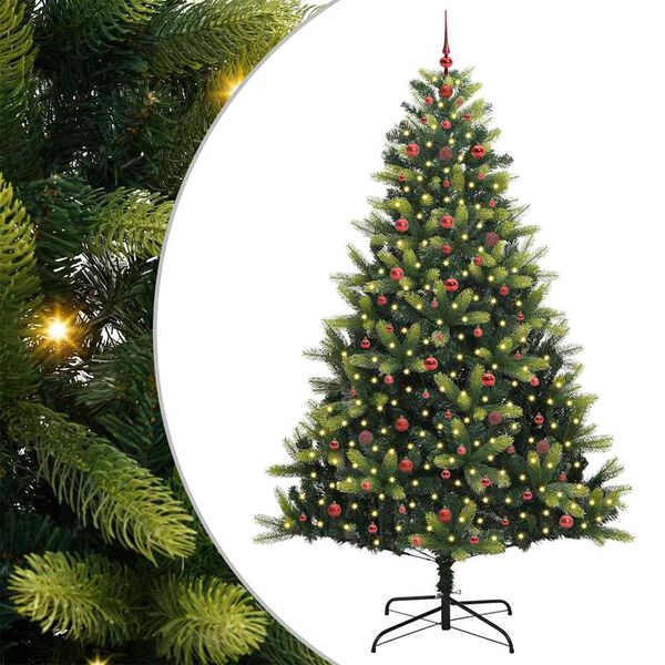 vidaXL Kunstkerstboom met scharnier 300 LEDs Groen 240 cm PVC en PE