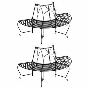 vidaXL Boombanken 2 st halfrond &Oslash;159 cm staal zwart