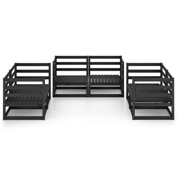 vidaXL 6-delige Loungeset massief grenenhout zwart