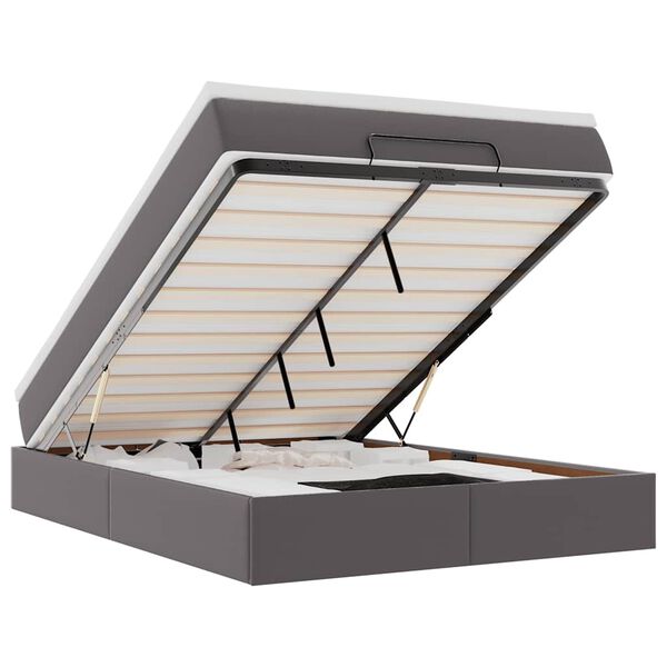 vidaXL Ottoman bed met matras 140x200cm kunstleer grijs