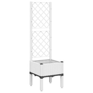vidaXL Plantenbak met latwerk 40x40x142 cm polypropeen wit