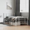 vidaXL Bedframe met hoofd- en voeteneinde metaal wit 107x203 cm