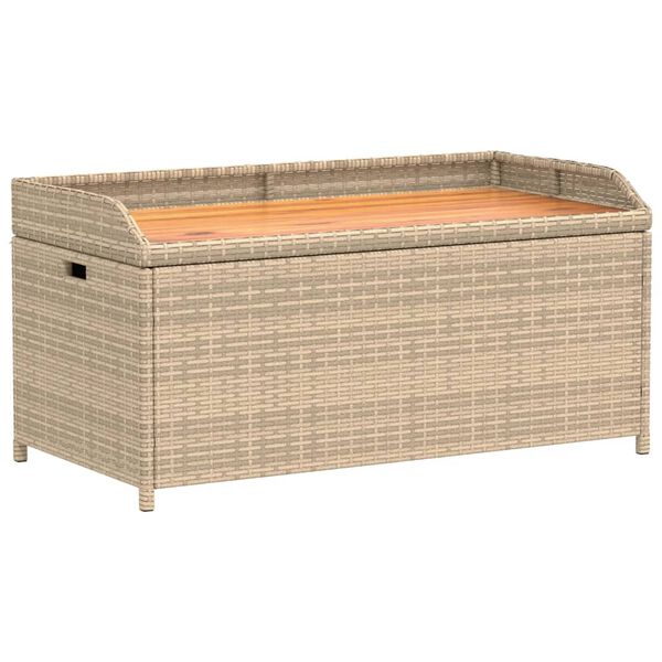 vidaXL Opbergbankje 100x50x52 cm poly rattan acaciahout gemengd beige
